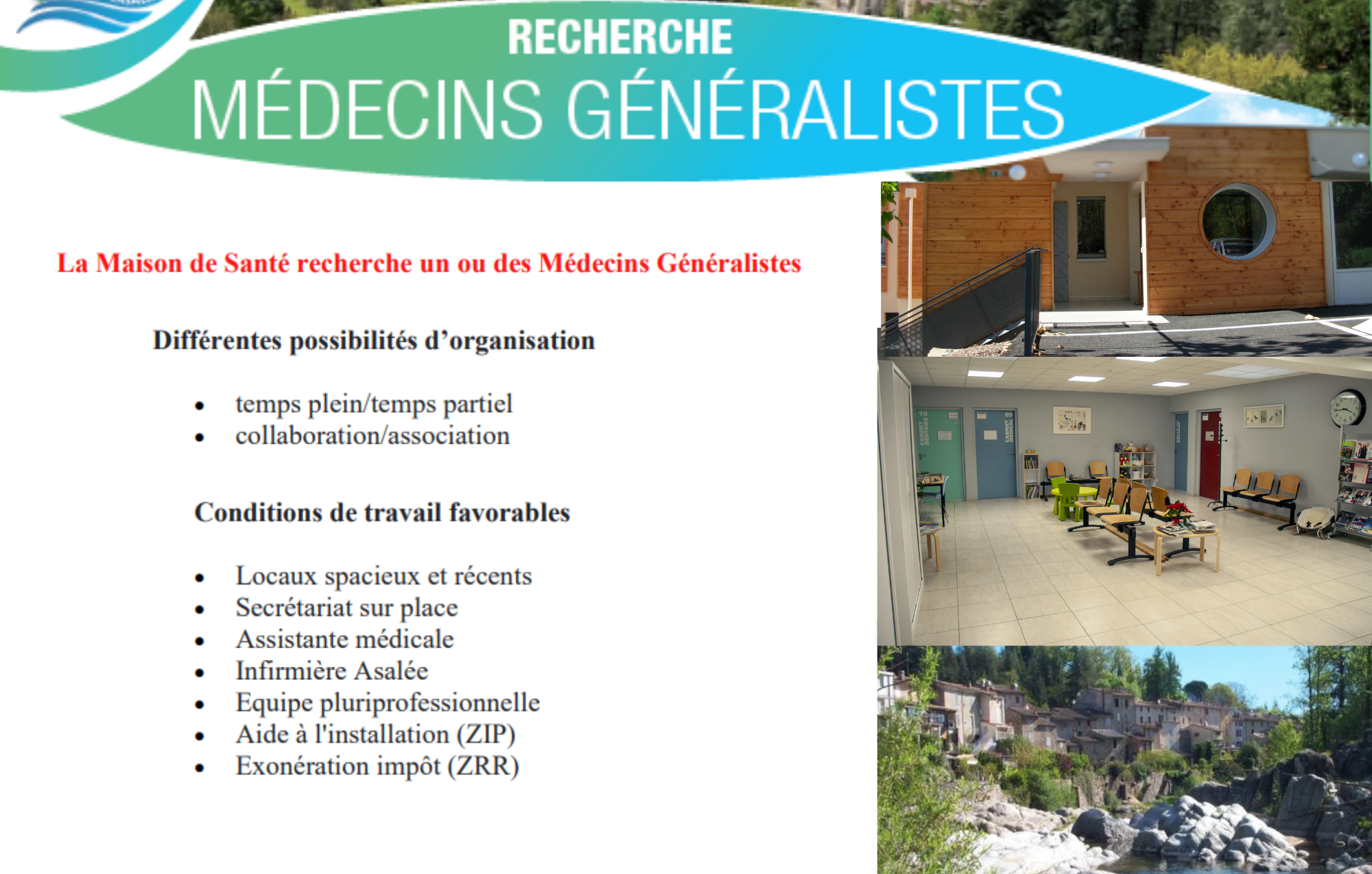 La Maison de santé recherche des Médecins Généralistes