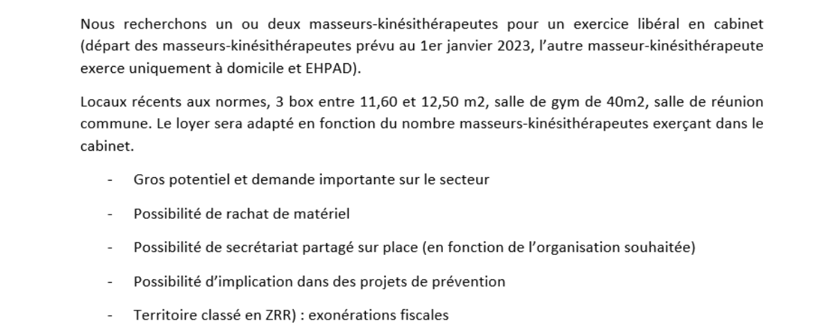 La Maison de santé recherche des Kinésithérapeutes